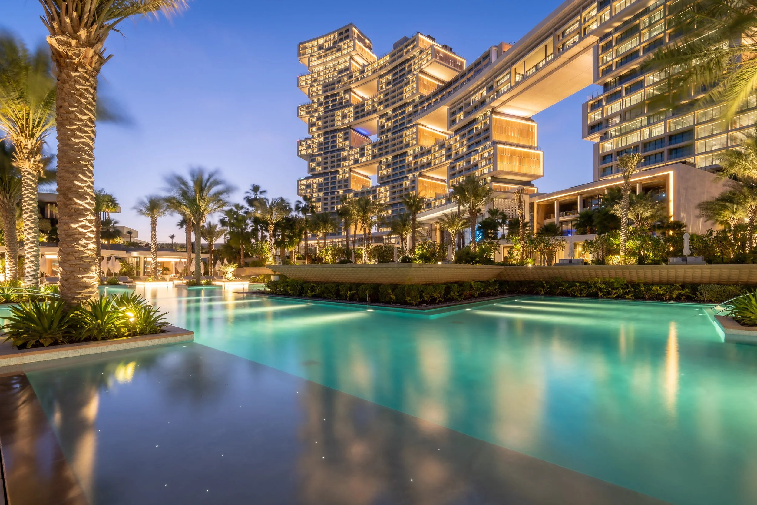 dubai resort pool twilight